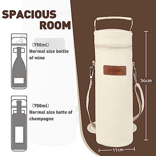 Single Wine Bottle Cooler Bag Carrier (Beige)