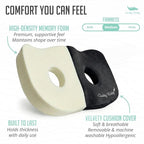 Seat Cushion Premium Foldable Sit Bone Cushion for Pressure Relief (Black / Sitbone)