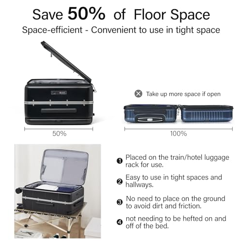 Top Opening Carry On Luggage 20 Inch Aluminum Frame Hardside Suitcase (Jet Black / 20 Inch)
