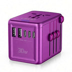 Universal Travel Adapter (3 USB Type C + 2 USB Type A - Purple)