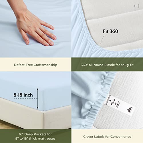 100% Egyptian Cotton Queen Size Sheets Set (Queen / 06 - Light Blue)
