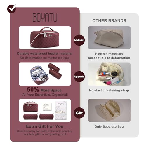 Travel Makeup Bag Cosmetic Bags for Women (A-910-Red)