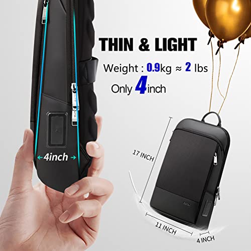 Slim Laptop Thin Business Backpack with Bottle Holder USB Charging Professional for Men Notebook Work Office Anti Theft Smart Computer 15 (15.6 inch / Black2)