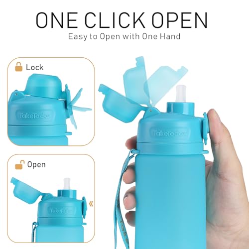 Collapsible Water Bottles with Straw for Travel (Ocean Breeze)
