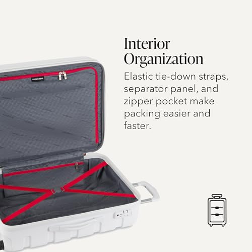 7366 Signature Hardside Expandable Luggage with Spinner Wheels (Checked-Medium 23-Inch / White)