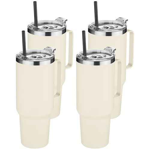 40 oz Stainless Steel Tumbler with Handle (Beige / 40 Ounces-4)
