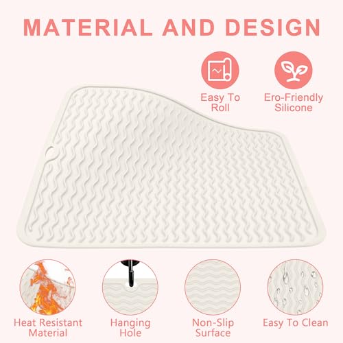 Oversize Silicone Heat Resistant Mat for Hair Tools (Ivory)