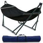 Portable Hammock Stand with Canvas Net (3. Black)