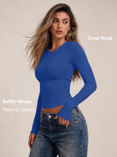 Womens Long Sleeve Shirts Basic Compression Tops RoyalBlue XL (X-Large / Royalblue)