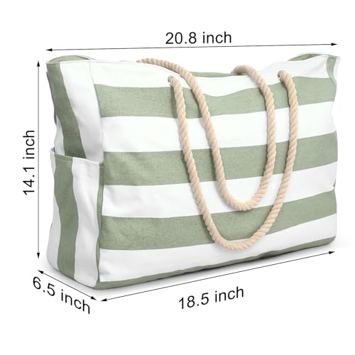 Beach Bags for Women Large Waterproof Beach Tote Bag Zipper Beach Bags Waterproof Sandproof Swim Pool Bag Large Tote (Light Green)