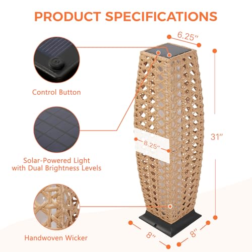 Outdoor Floor Lamp Solar Lantern (1 PC Large / Diamond Natural)