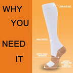 8 Pairs Compression Socks for Men & Women 20 (Large-X-Large / 23-8 pairs-white copper)