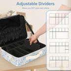 Makeup Case Large Makeup Bag Professional Train Case Travel Cosmetic Organizer Brush Holder Waterproof Makeup Artist Storage Box (Large / Floral Print)