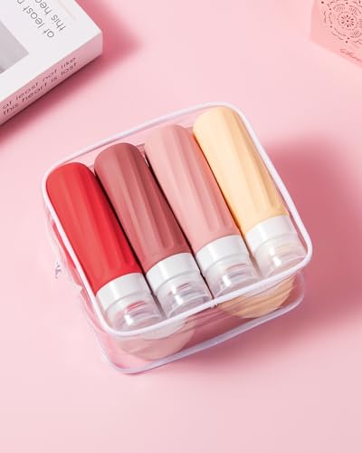 Travel Size Toiletries 8 Pack (3oz bottle 3oz jar / Cherry Red)