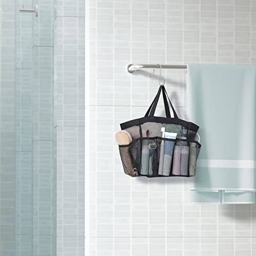 Mesh Shower Caddy Portable with Dividers (Black with Dividers / L (Classic Dorm Caddy))