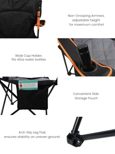 Oversized Padded Camping Chair 2 Pack 350 LBS Capacity Heavy Duty Quad Chair with Lumbar (Pink / Twin Pack)