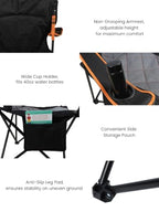 Oversized Padded Camping Chair 2 Pack 350 LBS Capacity Heavy Duty Quad Chair with Lumbar (Balck Pink / Twin Pack)