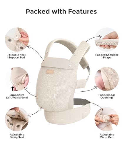 PureHug Baby Carrier (Air Mesh-Almond / Regular Fit (25"-50" Waist))