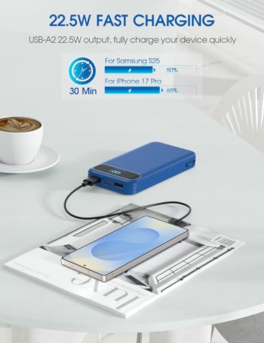 Portable Charger 12000mAh Fast Charging w (Steel Blue)