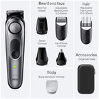 All-in-One Style Kit Series 7 7410, 8-in-1 Trimmer for Men with Beard Trimmer, Body Trimmer for Manscaping, Hair Clippers & More, Sharpest Blade, 40 Length Settings, Waterproof (Silver / 9 Piece Set)