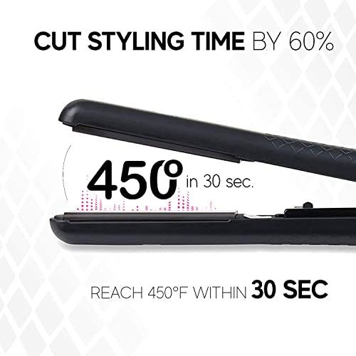 1.25 Inch Diamond Ceramic Flat Iron Hair Straightener (Black)