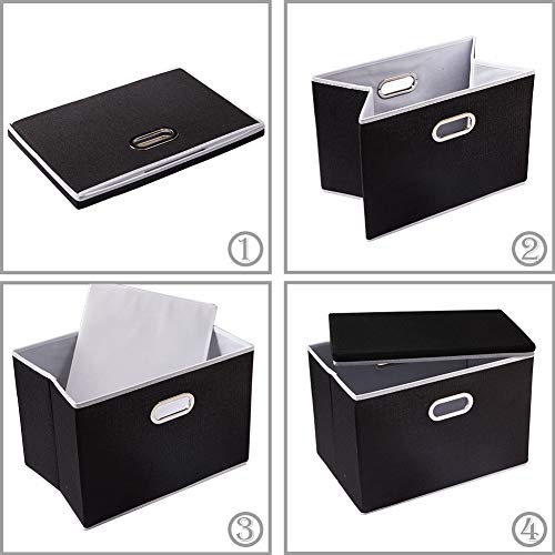 Extra Large Collapsible Storage Bins with Lids [3 (Black / XXL (3-Pack))