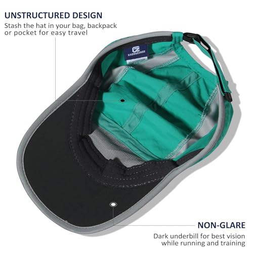 Baseball Cap Nylon Running Cap Outdoor Sports Hat for Men Women Adjustable Quick Drying Reflective Foldable UPF50+ Breath Mesh Water Repellency Race Performance Lightweight Green (6 7/8-7 1/2 / Green)