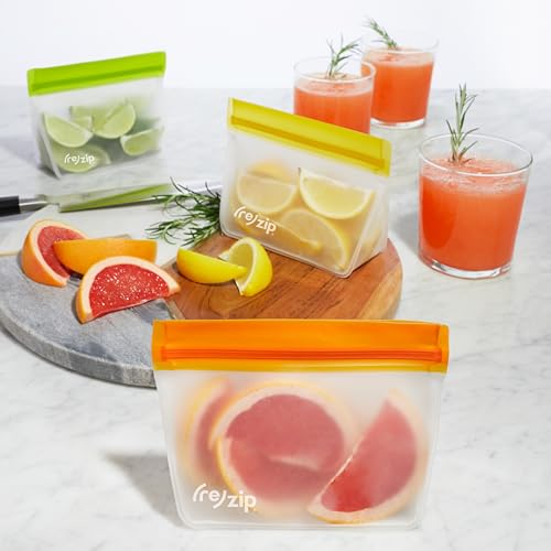 re) zip Reusable Stand-Up Snack Bags, Leakproof, 8 oz, 5-Pack, Multicolor (Multi Color)