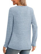 Blouses for Women Dressy Casual V Neck T Shirts Going Out Tops Grey Blue S (Small / Grey-blue)