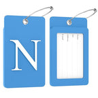 2 Pack Initial Luggage Tags for Suitcases Airplane Travel Essentials (Large N / Blue)