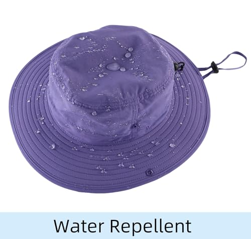 Outdoor Sun Hat for Women UPF 50+ Fishing Hiking Gardening Hat Breathable Mesh Cowboy Hat Summer Beach Hat Purple (Large / Purple)