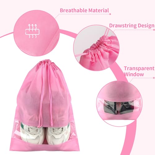 Pink Travel Shoe Bags (Pink / 10 Pack)