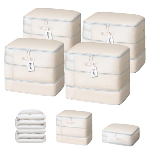 Comforter Storage Bag (Beige / 110L x 4 Pack)