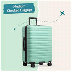 Boren Expandable Hardside Rugged Travel Luggage with 8 Spinner Wheels (Checked-Medium 26-Inch, No USB Port / Mint)