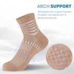 Ankle Compression Socks Women Men Plantar Fasciitis Relief 3 Pairs (X-Large / Light Brown+oatmeal+white-khaki(3 Pairs))