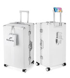 Super Large Aluminum Frame Checked Zipperless Luggage (A1-Ivory White / 26in)