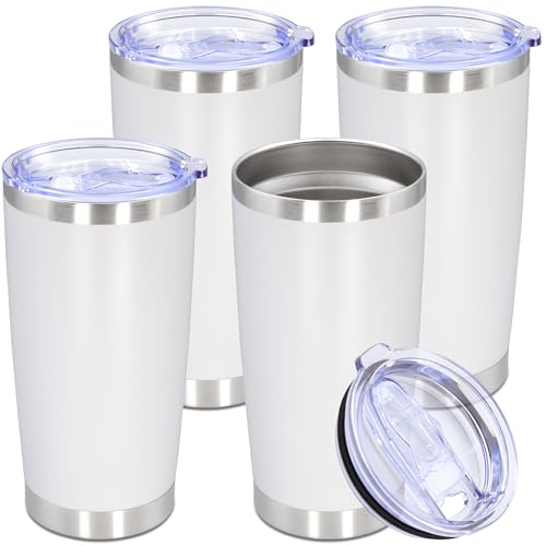 20oz Tumbler Stainless Steel Tumbler Coffee Tumbler with Lid White (White)
