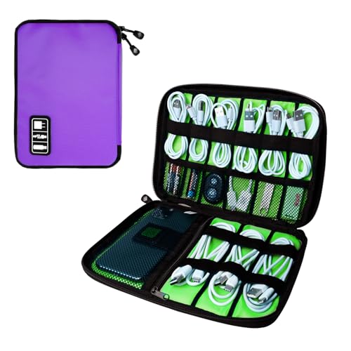 Portable Electronic Organizer Case (C-Purple-Green / Single Layer)