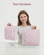 Large Hanging Travel Toiletry Bag for Women (C-Dusty Rose Checkerboard / Large)