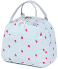 Lunch Bag for Women Men Cute Corduroy Lunch Tote Bags Reusable Insulated Lunch Box Large Capacity Reusable Insulated Cooler for Work Picnic or Travel (Blue Strawberry / 10L)