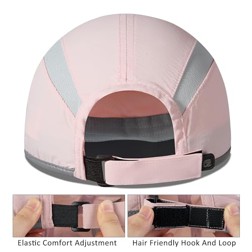 Baseball Cap Nylon Running Cap Outdoor Sports Hat for Men Women Adjustable Quick Drying Reflective Foldable UPF50+ Breath Mesh Water Repellency Race Performance Lightweight Light Pink (6 7/8-7 1/2 / Light Pink)