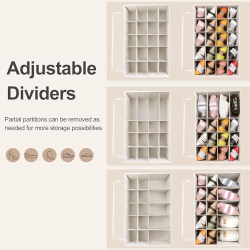 Shoe Organizer for Closet (Beige / Extra Large(26.5''L x 16.54''W x 13.5''H))