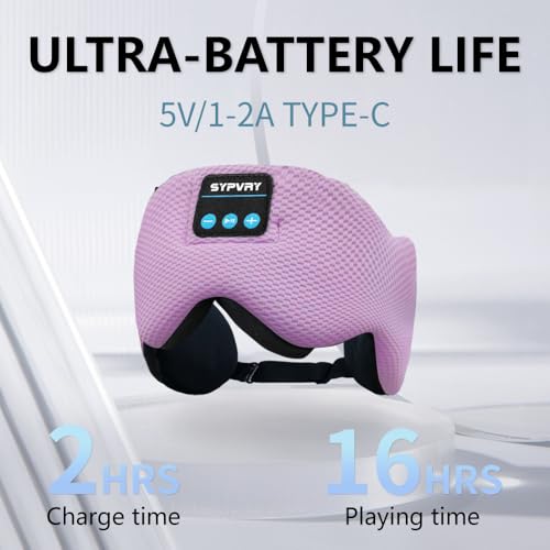 Bluetooth 5.4 Headphones Headband Eye Mask Wireless Sleep Mask (Purple)