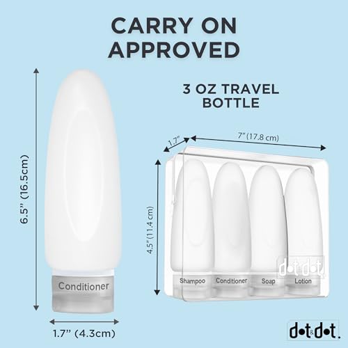 Leak Proof Travel Bottles (3oz 4pc - All White)