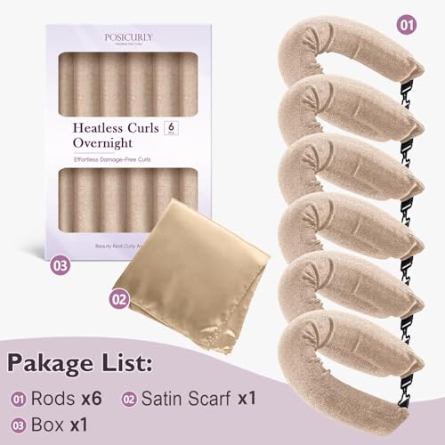 Overnight Hair Curlers Heatless Curls (Khaki)