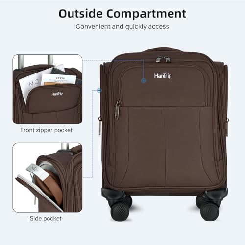 16 Inch Underseat Mini Carry On Luggage with Spinner Wheels (Underseat 16-Inch / Coffee)