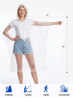 Disposable Adult Rain Ponchos Clear Emergency Raincoat (One Size / Clear White 10)