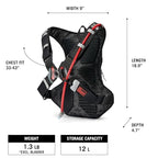 Moto Hydro 12L Hydration Pack with 3.0L (12L, Black Grey)