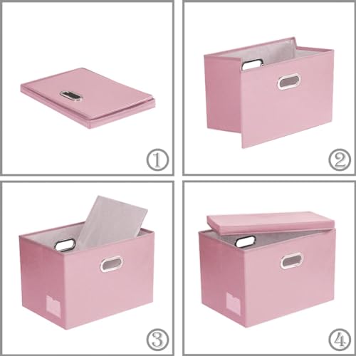 Large Stackable Storage Bins with Lids [5 (Pink / Large(5-Pack))