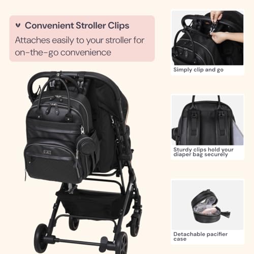 Leather Diaper Bag Backpack (Vegan Leather Black / Large)